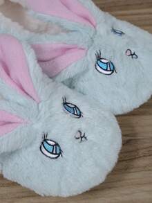 Women's Cozy, Breathable And Warm Indoor Slippers With Soft Thick And Embroidered Rabbit Head On Anti-slip Sole - White - View 7