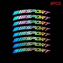 8 miếng/bộ Miếng dán vành bánh xe ô tô phản quang thể thao bằng nhựa vinyl có sọc đánh dấu gạch ngang Miếng dán vành bánh xe đua - Một cỡ - Xem 16