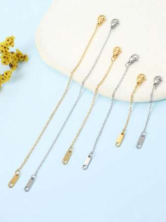 Juego de extensores de cadena de collar enchapado en oro y plata de 3", 4", 5", adecuado para la fabricación de joyas para mujeres