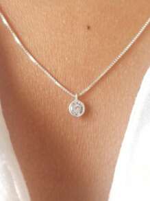 Women's Necklace Round Point Of Light 925 Sterling Silver - Silver - View 1