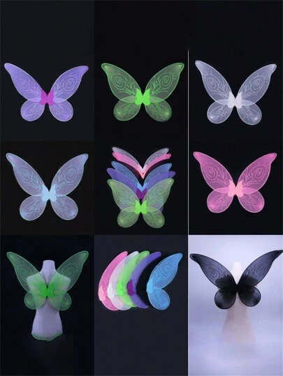 1pc Stage Prop: Makeup Party, Dance Party, Performance - Double-Layered Gradient Color Butterfly Fairy Angel Wings Costume Accessory Halloween