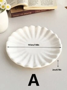 3pcs/Set White Round Floral Lace Porcelain-Like Dinner Plates, French Ruffled Edge Tableware, Commercial Steak Dishes, Vegetable Plates And Cake Plates Christmas Gift - White - View 10