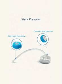 1pc 5oz/150ml Hands-Free Normal-Neck Blue Baby Bottle Set With Straw Brush, Self-Feeding Pp Feeding Bottle, For Christmas