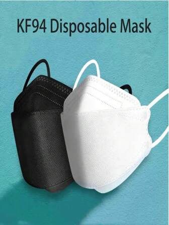 10-50pcs High Quality 4-Layer KF94 Breathable Protective Face Masks - Meltblown & Plastic Material, Black And White Options, Daily Usety Assurance, Comfortable For Adult Wear