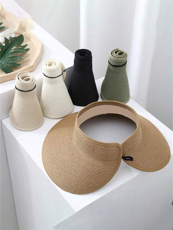 1/2pcs Women's Summer Wide Brim Sun Hat, Anti-Sweat Band, Colorful Sun Visor Hat For Beach, Sporty