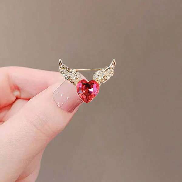 1pc Elegant Red Angel Wings Brooch For Daily Wear, Women Halloween Dress Accessories Pin For Clothes Bag Charm School Office Accessories Shirts Jacket Jewelry Christmas