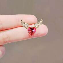 1 件优雅红色天使翅膀胸针，适合日常佩戴，女士万圣节礼服配饰别针，用于衣服包饰学校办公室配饰衬衫夹克珠宝圣诞节衣服别针有趣可爱教师礼物服装配饰包饰 - 紅色 - 查看 4