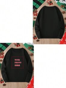 Customized Women's Crew Neck Sweatshirt For Christmas, Upload Your Photo/Selfie/Group Photo/Landscape/Pet Photo/Logo Photo For Personalization - Black - View 3
