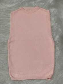TRICOZHU WOMEN'S BLOUSE MODAL TOP PLAIN TANK TOP BRIGHT THREADS - 藕粉色 - 查看 2