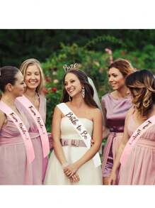 Set de bandas para despedida de soltera, incluye 1 banda blanca "Novia" y 10 bandas rosas "Dama de honor", accesorios para despedida de soltera y decoraciones para la fiesta de la novia y las damas - 1+10 rosa - Ver 3
