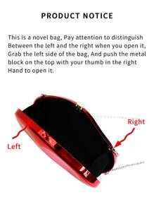 雕塑金属手拿包，新时尚欧美镂空精致晚宴包，金属个性明星派对链条单肩斜挎包，优雅女士手拿包 - 玫瑰紅 - 查看 6