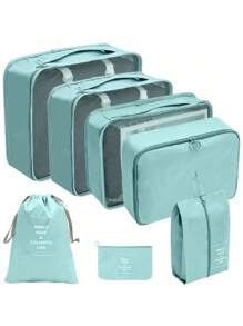 Waterproof Travel Luggage Suitcase Organizer Kit With 7 Toiletry Bags - Mint Green - View 8