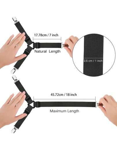 ベッドシーツ、マットレスカバー、ソファクッション用 調整可能 三角 エラスティックベッドシーツストラップ 2/4個セット