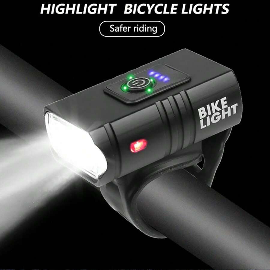 可充电自行车灯，强力 LED 自行车前灯铝合金外壳，带电池指示器