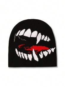 Multi-Design Funny Teeth Knitted Hat, Autumn & Winter Warm Beanie, Acrylic Fiber Material Casual Y2K Jacquard Cap, Unisex Cold Hat