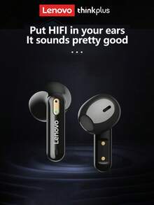 Lenovo Tai nghe Bluetooth bán nhét tai chống ồn thụ động LP6PRO có màn hình kỹ thuật số, chất lượng âm thanh Hi-Fi, độ trễ thấp, micrô, thời lượng pin dài, tai nghe không dây để nghe nhạc và chơi game - màu đen - Xem 3