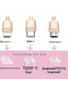 Rhinestone Letter Decorated Dust Plug, Compatible With Iphone Port, Type-C Port, Android Phone Charging Port - White - View 7