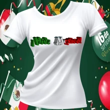 PLAYERA SEPTIEMBRE MEXICO} (33) VIVA MEXICO - Blanco - Ver 1