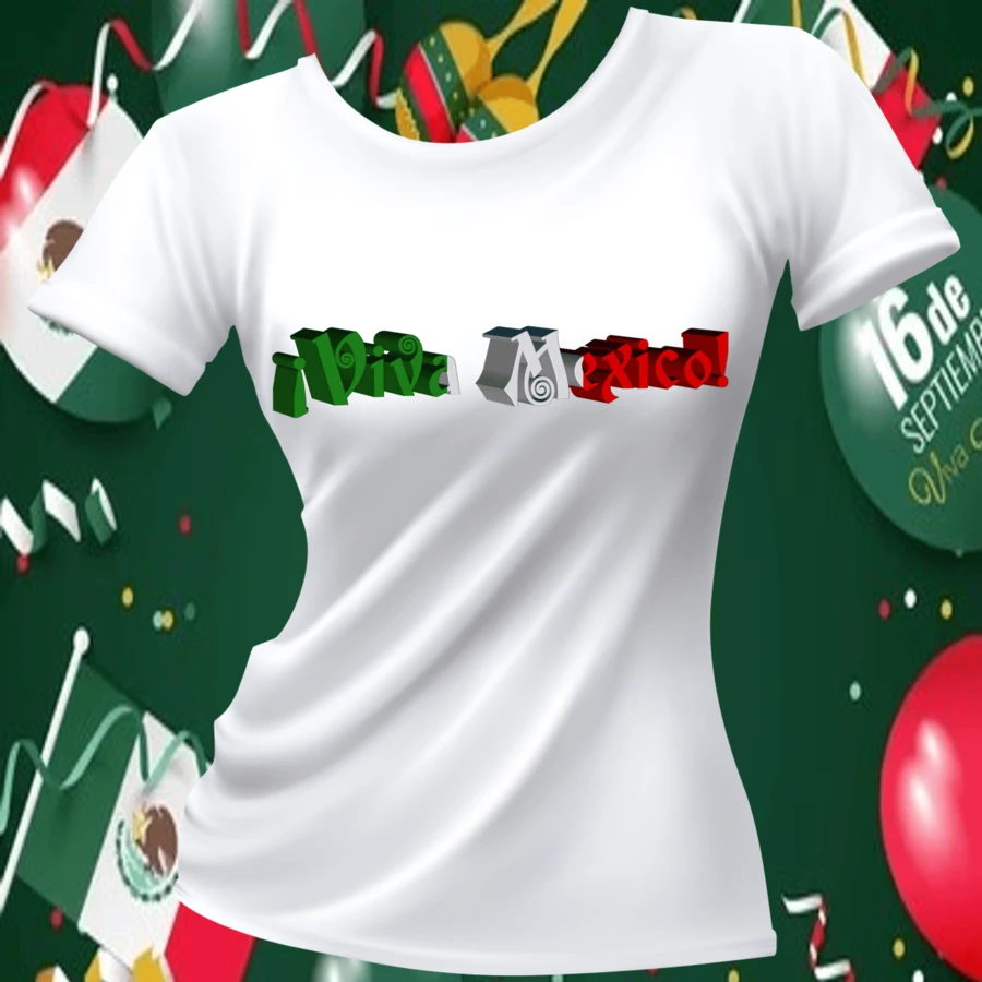 PLAYERA SEPTIEMBRE MEXICO} (33) VIVA MEXICO - Blanco - Ver 1