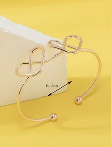 1pc Goddess Fashion Unique Personalized Design Double Heart Adjustable Bangle Bracelet For Women - Multicolor - View 9