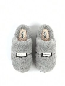 luofu 男士毛绒内衬高端舒适材质室内/户外拖鞋，时尚轮胎花纹设计，圣诞节家居拖鞋，秋冬 - 灰色 - 查看 6