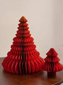 2 件/套圣诞树形桌面装饰、圣诞装饰、圣诞树蜂窝纸装饰、圣诞派对装饰、圣诞餐桌装饰、新年派对、圣诞节节日氛围装饰