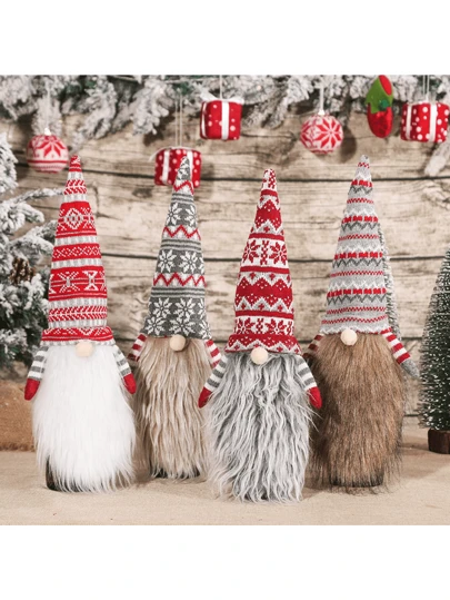 1pc Christmas Decoration Knitted Wine Bottle Cover, Faceless Old Man Long Beard, Wine Bottle Hat, Red Wine Dining Table Setting Decor,Christmas Gifts,Merry Christmas