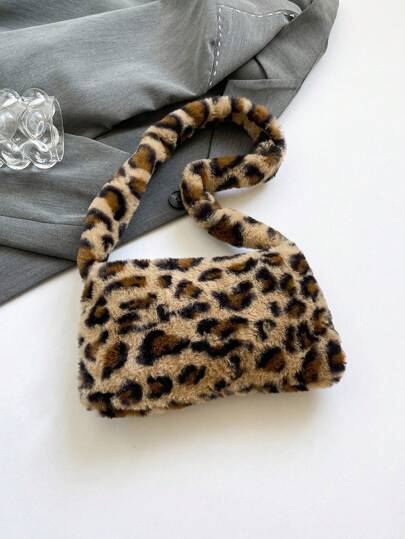 Fashionable Leopard Print Fluffy Crossbody Bag For Women, Casual Fuzzy Shoulder Hand Bag, Cheetah Print Bag For Women Leopard Comeback, New Autumn And Winter Women Bag, Best Fall Purse, Perfectly Matching With Fall Outfits Women, New Fall Winter Tiger Print Bag For Women, New Arrival Fur Bag For Women , Leopard Cheetah Print