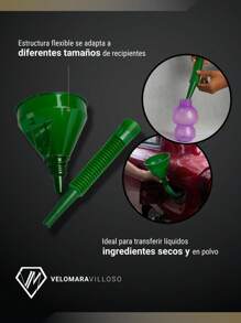 Embudo Cuello Flexible 500ml Plástico Coladera Desmontable Accesorio Cocina Herramienta - Verde - Ver 5