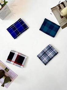 4 件装男士格子印花透气宽松睡裤，松紧腰平角内裤，舒适睡衣，多种颜色可选 - 彩色 - 查看 3