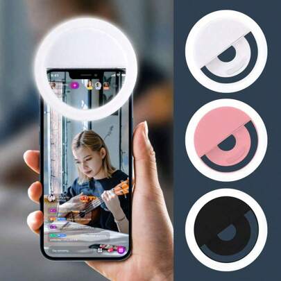 AXNEN Inel luminos pentru selfie-uri, reîncărcabil, portabil, cu clips, 36 de perle LED, compatibil cu telefoane iOS/Android, 3 moduri de iluminare reglabile, ideal pentru bloggeri de frumusețe și fotografie selfie