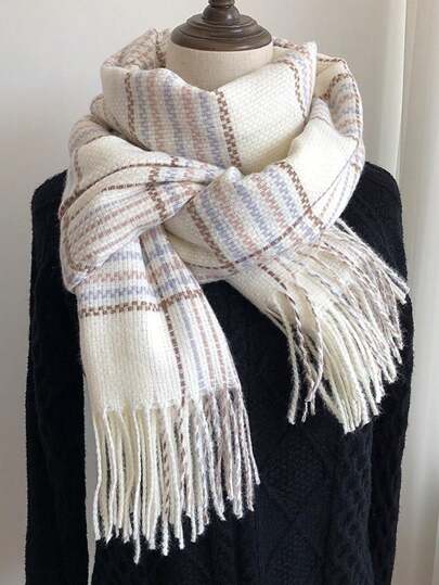 格纹围巾女秋冬季韩版加厚学生情侣围巾男针织保暖配饰女