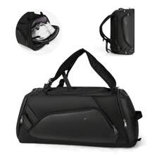 Bolsa de deporte de gran capacidad de 40L, unisex, adecuada para entrenamiento, fitness y viajes de fin de semana, diseño impermeable, con compartimento para zapatos y bolsillo para ropa mojada, ligera y plegable, ideal para viajes de fin de semana, con bolsa para zapatos, bolsa de viaje deportiva impermeable, bolsa de yoga, esencial para la escuela, puede contener útiles escolares - Negro - Ver 10