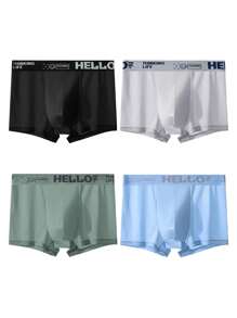 4pcs Men's Lightweight & Breathable Printed Waistband Briefs
