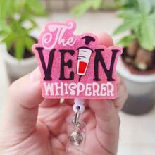 1 件静脉耳语者紫色闪光徽章卷轴可伸缩适用于护士可爱护理 ID 徽章夹配件带鳄鱼夹趣味亚克力徽章卷轴适用于办公室学生社工医院 - 粉色 - 查看 5