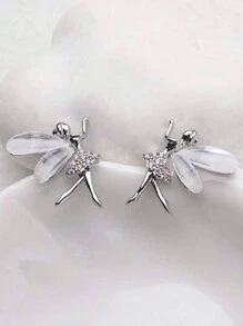 1 Pair Minimalistic Cute Rhinestone Metal Stud Earrings - Yellow Gold - View 8