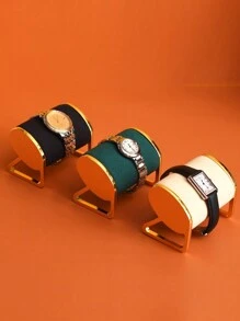 1pc Iron Gold-Plated & Microfiber Jewelry Watch Storage & Display Stand – Cylindrical Design For Wrist Accessories (Watches/Bracelets/Bangles), Soft Microfiber Lining Protects From Scratches & Wear, Durable Non-Fading Gold-Plated Iron Frame, Dual-Purpose For Home Vanity Storage & Store/Live Stream Display, Multi-Color Options