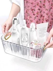 Storage Box Light Luxury Storage Bedroom Dining Room Dresser Desktop Magazine Storage Box Dormitory Household Items Storage Box (Pink)1 Pack - Transparent - View 2