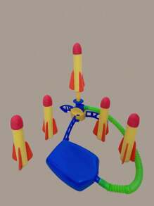 1set (1 Base + 5 Rockets) Foam Toy Outdoor Rocket Launcher, Foot Pedal Style, Launches Rocket When Stepped (Color And Packaging Randomly Sent),Rocket,Rocket Launcher,Camping,Rocket Power,Hammer Toy,Splatter Target,Rc Helicopter,Balance,Out Door Toys
