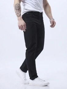 Men's Solid Color Minimalist Versatile Straight Leg Jeans