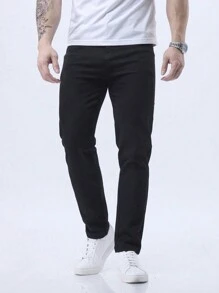 Men's Solid Color Minimalist Versatile Straight Leg Jeans