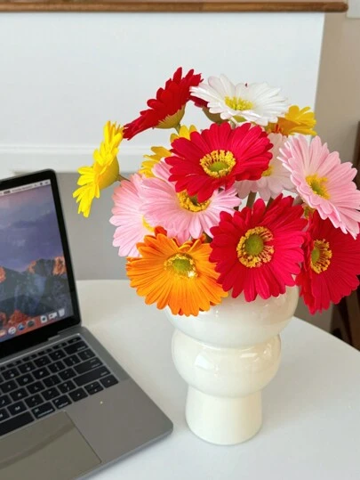6 件装人造非洲菊婚礼新娘花束派对家庭办公室厨房餐桌中心（白色、黄色、橙色、粉色、玫瑰红、珊瑚色）、情人节、礼物