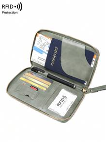 CHARM INFINITE RFID Anti-Theft Brush Creative Aircraft Passport Bag Fashion Wallet Ticket Credit Card Bag Multifunctional Zipper Passport Holder With Wrist Strap Travel Stuff Travel Organizer Travel Items Travel Wallet Passport Holder Passport Wallet Beach Vacation Bag Summer