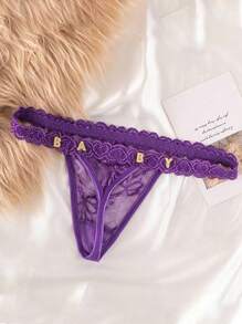 Personalized Letter Lace Panties For Women, Sexy Lace Thong With Custom Gold Letters, Diy Gold Rhinestone Shiny Letters Name Sequine Fashion,Colorful Custom,Personalized,Unique,Customized Finds,Winter Fashion,Christmas Gift,Personalized Gifts For Men/Women,Lingerie,Panties,Underwear,Thongs Ideal Gifts For Her Girlfriend Living Room,Bedroom,For Anniversaries,For Birthdays,For Christmas,For Winter,For Fall/Autumn,For Holiday - Purple - View 6