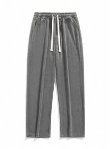 Pantalones flojos informales de moda para hombres con cordón de pana - Gris Claro - Ver 3