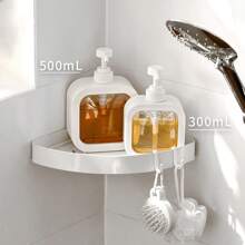 1 pieza Dispensador recargable transparente de alta capacidad para jabón de manos, gel de ducha, detergente, loción, decoración del baño del hogar, decoración de otoño, regreso a la escuela - Blanco - Ver 7