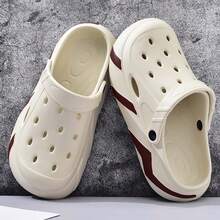 情侣凉鞋男士夏季户外一脚蹬镂空厚底防滑透气沙滩鞋 - 卡其色 - 查看 4