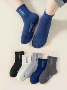 5 par/opakowanie Dziewczęce i dziecięce skarpetki sportowe z nadrukiem literowym, oddychające, codzienne, wiosna i lato - Wielokolorowe - Zobacz 10