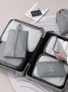 Waterproof Travel Luggage Suitcase Organizer Kit With 7 Toiletry Bags - màu đen - Xem 4