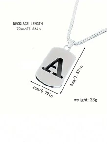 1st Heren Roestvrijstalen Trendy Ketting - 26 Holle Initialen, Elegante Letter Hanger Ketting, Kleurvast, Geschikt Voor Casual Wear En Truikettingen